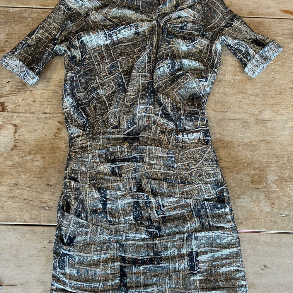 Isabel Marant Gray Black Asymmetrical Bodycon Dress